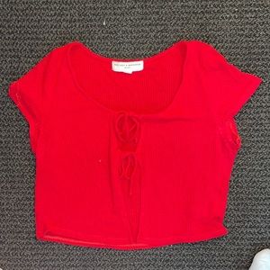 Project Social T || Urban Outfitters - Cropped Red Top Tie Front